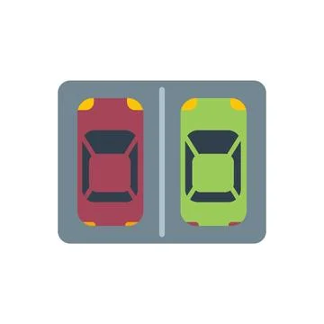 Top view parking lot with two cars occupying parking spots Ilustração Stock