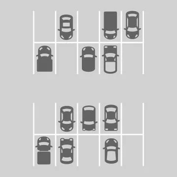 Top View Of Parking Lot. Vector Stock Illustration
