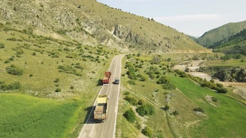 Top view of a passenger car that is driving on a mountain road in Turkey Stock Footage 194837172
