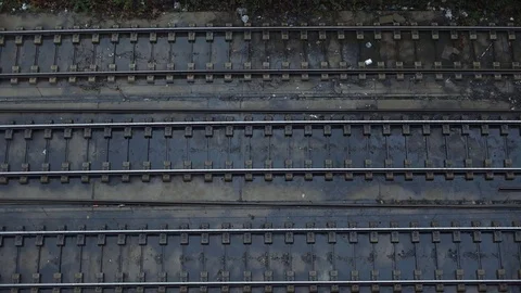 Top view on passing trains Stock-Footage 80059956