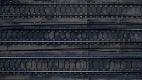 Top view on passing trains Stock Footage 80060078