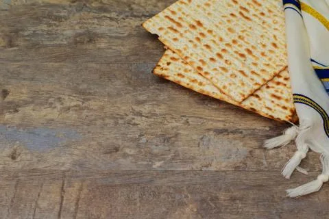 Top view of passover background. matzoh jewish holiday bread Stock Photos