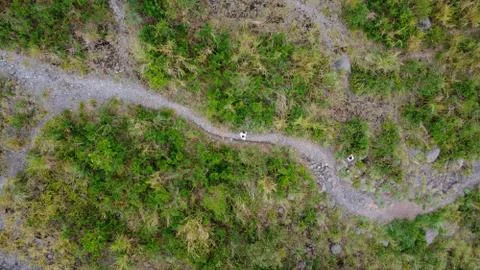 Top view of the path at Kaliadem Mount Merapi Stock Photos