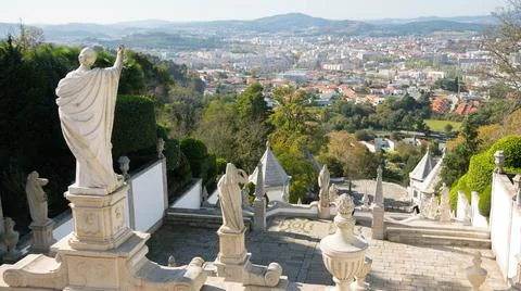 Top view of the path to the Santuário do Bom Jesus do Monte Portugal Foto stock
