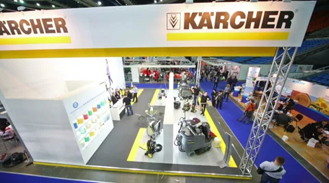 Top view pavilion cleaning machines Karcher Video stock 35239149
