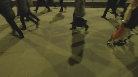 Top view of pedestrians at night Video stock 97764396