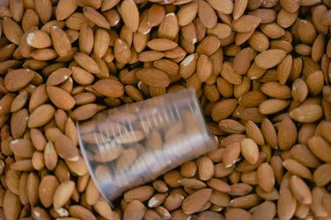 Top view peeled almonds Stock Photos