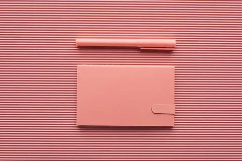 Top view pen notepad textured Fotos Stock