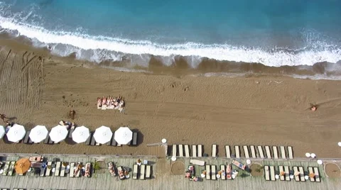 Top view of people sunbathing on beach  Stock Footage 44340243