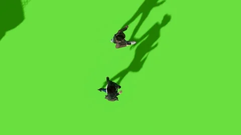 Top View People Walking Activity Green Screen Stock Footage 323907317