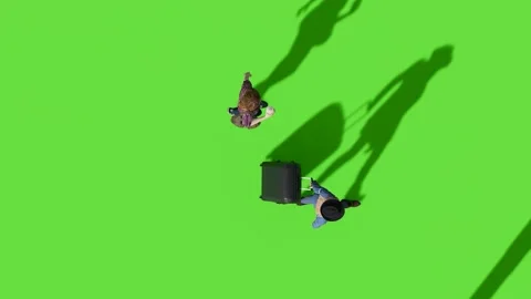Top View People Walking Activity Green Screen Stock Footage 323907318