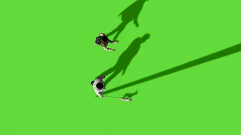 Top View People Walking Activity Green Screen Stock Footage 323907319