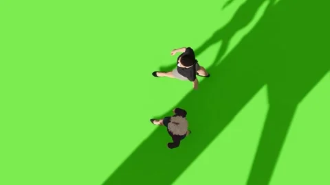 Top View People Walking Activity Green Screen Stock Footage 323907342