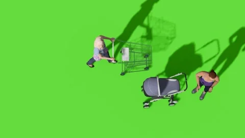 Top View People Walking Activity Green Screen Stock Footage 323907343