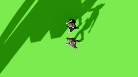 Top View People Walking Activity Green Screen Stock Footage 323907350