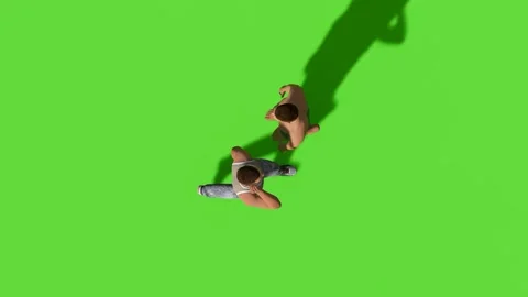 Top View People Walking Activity Green Screen Video stock 323907391