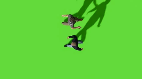 Top View People Walking Activity Green Screen Stock Footage 323907398