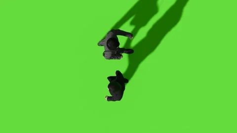 Top View People Walking Activity Green Screen Stock Footage 323907419