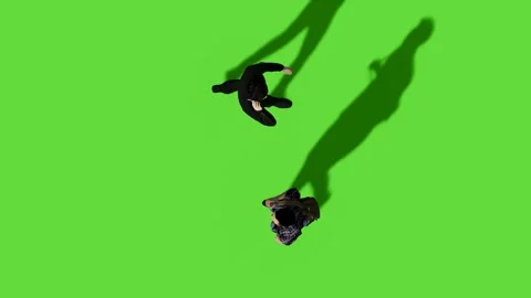 Top View People Walking Activity Green Screen Stock Footage 323907422