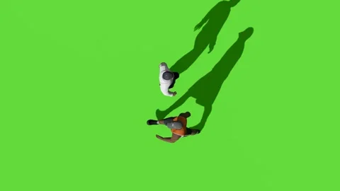 Top View People Walking Activity Green Screen Stock Footage 323907439