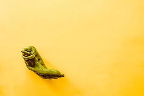 A top view of a pepper over a yellow background Ilustración de archivo