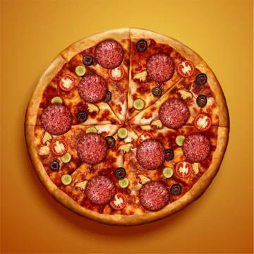 Top view of pepperoni pizza Stock-Illustration