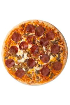 Top view of pepperoni pizza Stock Photos
