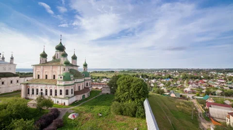 Top view of Pereslavl, time lapse 스톡 동영상 65228098