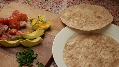 Top view of person making tacos at home - 8s Stock Footage 128016055
