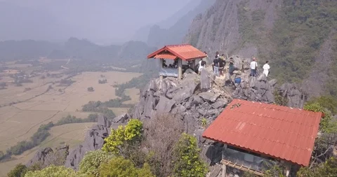 Top view on Pha Ngern Mountain, Vang Vieng, Laos Stock Footage 90663400