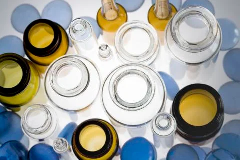 Top view of pharmaceutical vials Stock Photos