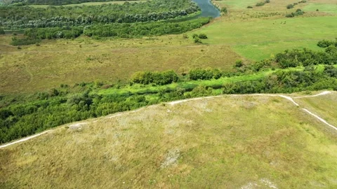 Top view of a picturesque view from a drone of the Mayatskaya fortress Video stock 160975057