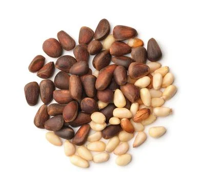 Top view of pine nuts Stock Photos