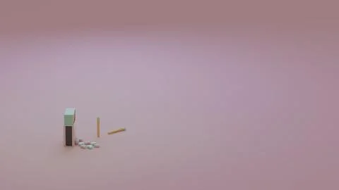 Top view of pink and mint hearts spilled alongside matches Stock Illustration