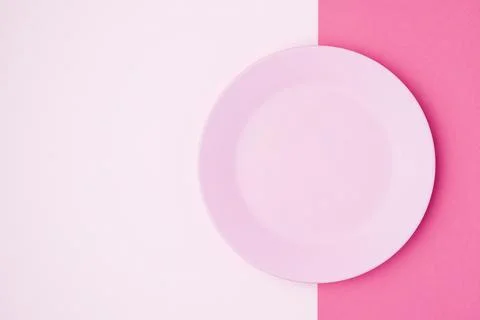 Top view pink plate table. High quality and resolution beautiful photo concept Stock Photos