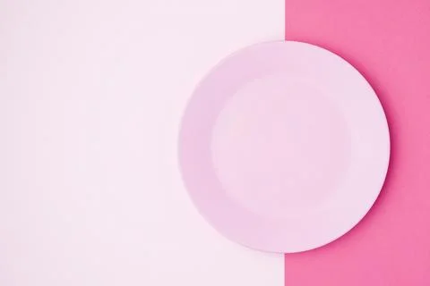 Top view pink plate table. High quality and resolution beautiful photo concep Stock Photos