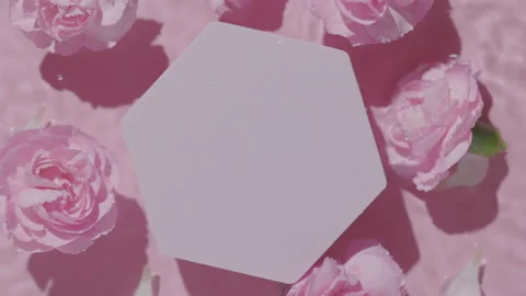 Top view of pink transparent clear calm water surface. Texture with splashes Stock Footage 164229426