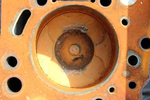 Top view of piston in engine. rusty Stock Photos