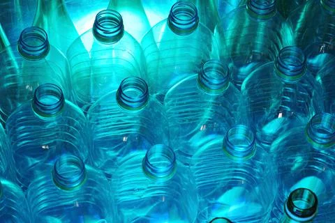 Top view plastic bottles with transparency Stock Photos