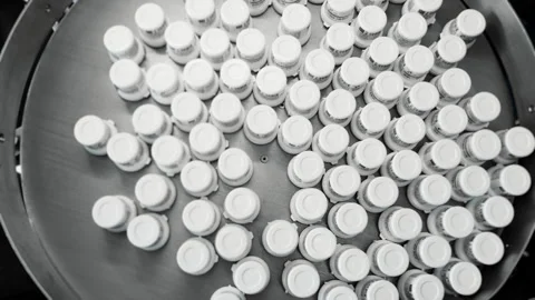 Top view of plastic jars for cosmetics or pharmaceuticals. Stock Footage 283622098