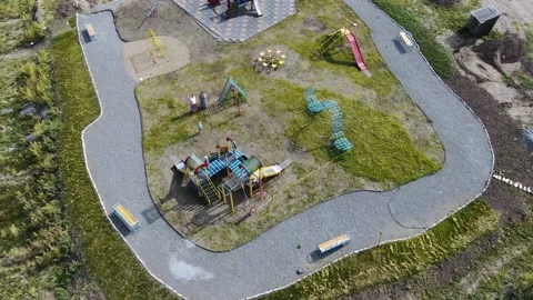 Top view of the playground with children Stock Footage 160059178