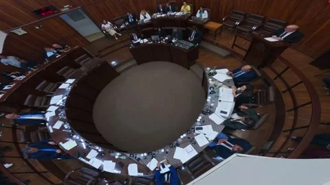 Top view of a plenary session in the Municipal Council Stock Footage 328485903