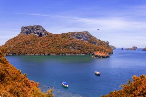 The top of view point on Vua Ta Lub Island (Moo Koh Ang Tong National Park) Stock Photos