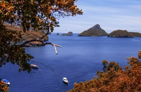 The top of view point on Vua Ta Lub Island (Moo Koh Ang Tong National Park) Stock Photos