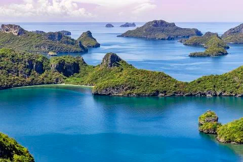On the top of view point on Vua Ta Lub Island (Moo Koh Ang Tong National Park Stock Photos
