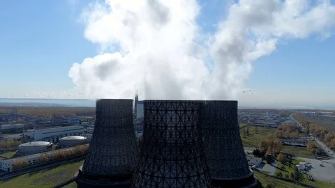 Top view of pollution environment by emission smoke Stock Footage 81288213