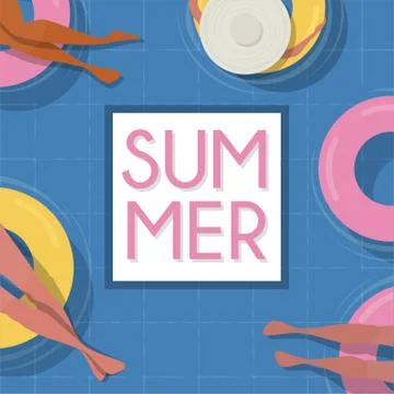 Top view Pool background. people relaxing in the pool. Summer water activities Stock Illustration