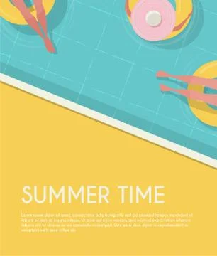 Top view Pool background. people relaxing in the pool. Summer water activities Stock Illustration