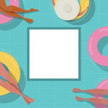 Top view Pool background. people relaxing in the pool. Summer water activities Stock Illustration