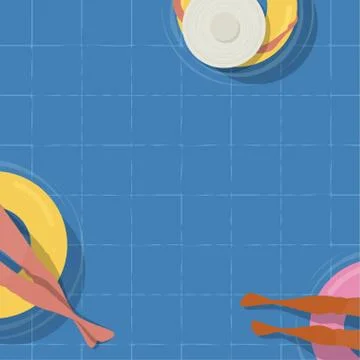 Top view Pool background. people relaxing in the pool. Summer water activities Stock Illustration